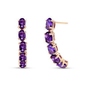 14K. SOLID GOLD EARRINGS WITH NATURAL AMETHYSTS (Rose Gold)
